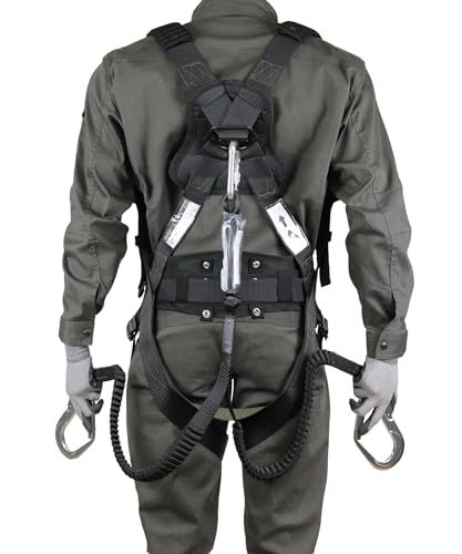 【新品】[新規格適合] フルハーネス型用 ダブルランヤード[2丁掛け] 伸縮式蛇腹 軽量アルミフック 第一種 墜落制止用器具 100KGまで適合 安全帯 f32a9746