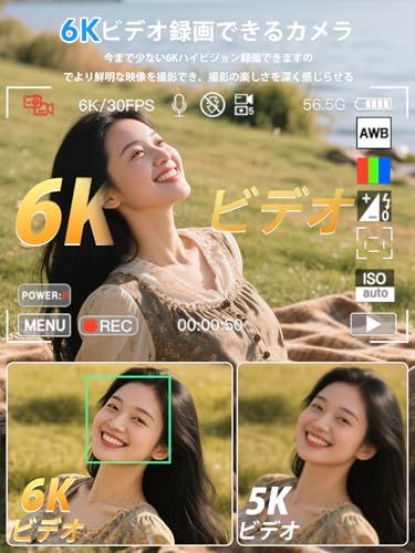 【新品】Moledro 6K WIFI転送機能 デジタルカメラ スマホに送れる デジカメ 6400万画素 180度回転可ディスプレイ 64GBマイクロSDカード付き 16倍デジタルズーム オートフォーカス機能 ウェブカメラ 18種類フィルター a9dc9861