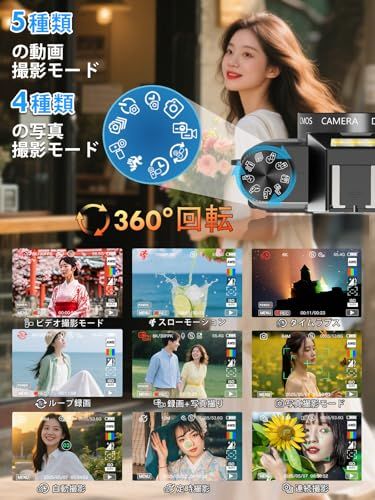 【新品】Moledro 6K WIFI転送機能 デジタルカメラ スマホに送れる デジカメ 6400万画素 180度回転可ディスプレイ 64GBマイクロSDカード付き 16倍デジタルズーム オートフォーカス機能 ウェブカメラ 18種類フィルター a9dc9861
