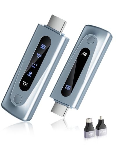 【新品】ワイヤレス hdmi 送受信機セット hdmi 無線化 ワイヤレス 小型 LEDディスプレイ搭載【日本技適認証取得】トランスミッター レシーバー 挿すだけ使える 30m安定無線伝送 WIFI/設定不要 1080PフルHD/2.4G/5 067489ab