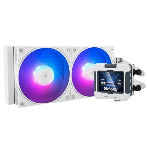 【新品】Thermalright FW240 ホワイトARGB CPUウォータークーラー、2000RPMの2つのPWMファン、320 * 240解像度のIPSスクリーン、AMD用アイオクーラー:AM4 / AM5 / Intel LGA170 fe97b849