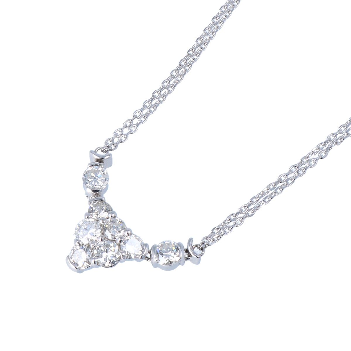 Pt900 Pt850 ダイヤモンド ダブルチェーン ネックレス ダイヤ 1.0ct 6.0g 40cm レディース アクセサリー ジュエリー 宝石 【中古】 USED-A 【9356】 81,400円