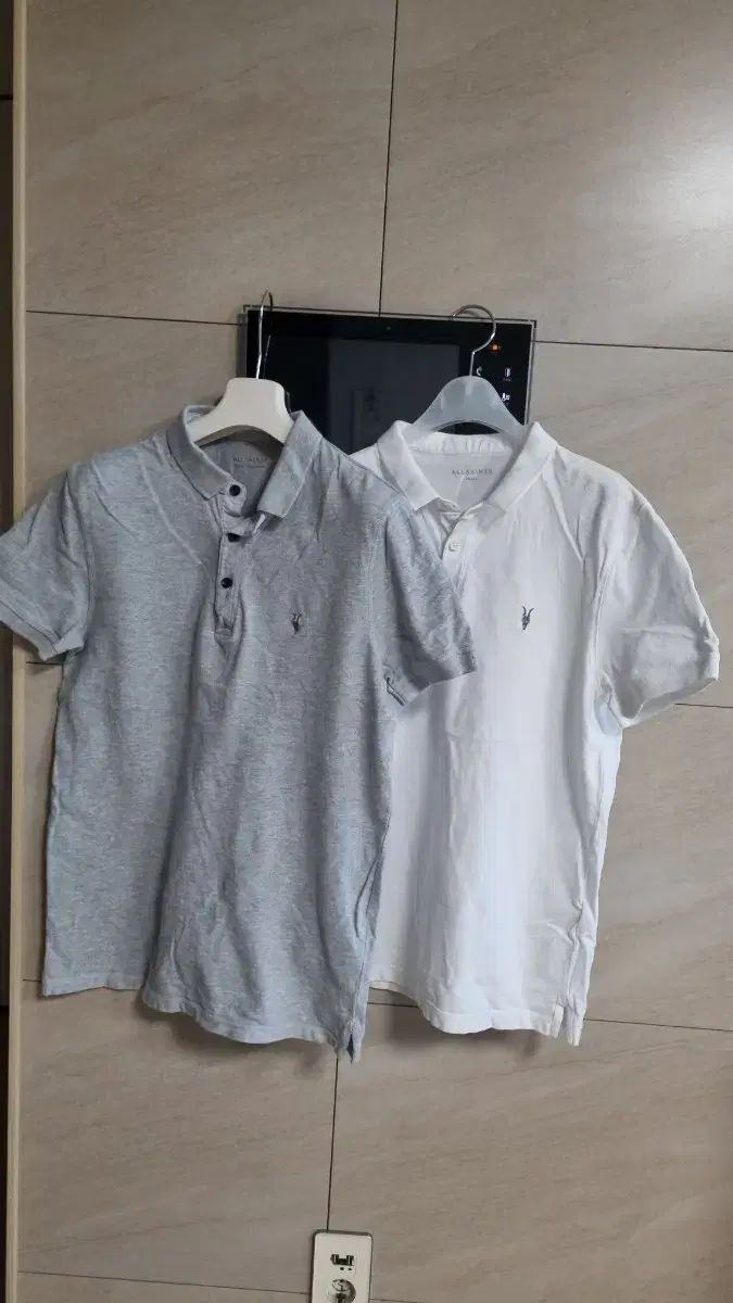 オールセインツ 半袖 ポロTシャツ グレー/白 5,264円