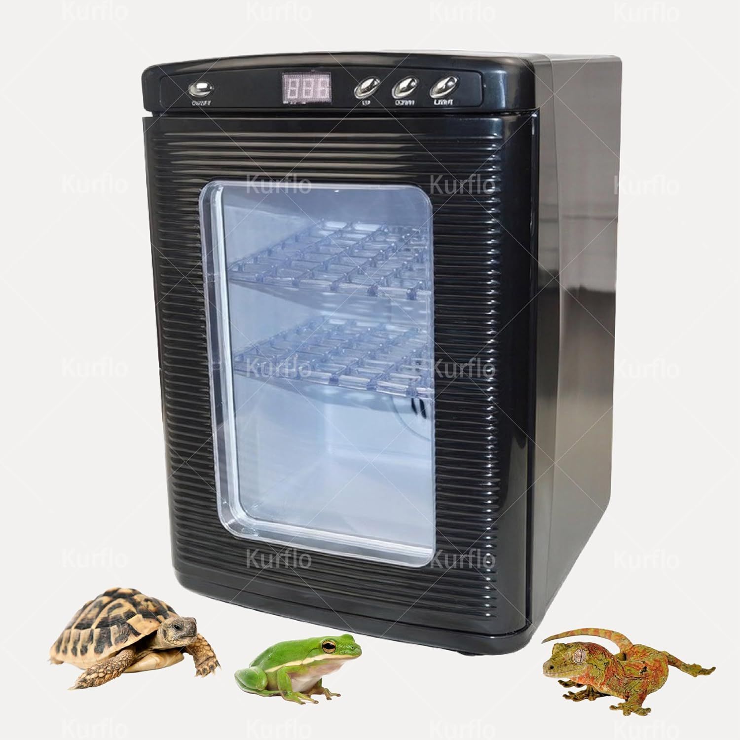 【中古】爬虫類専用孵卵器 インキュベーター 自動孵卵器 5～60℃温度制御 25L大容量 両生類・爬虫類 静音 透明ドア 棚板1枚付 LED庫内ライト 振動軽減 コンパクトサイズ 冷却・加熱機能 保温庫 アリの飼育 (2層)