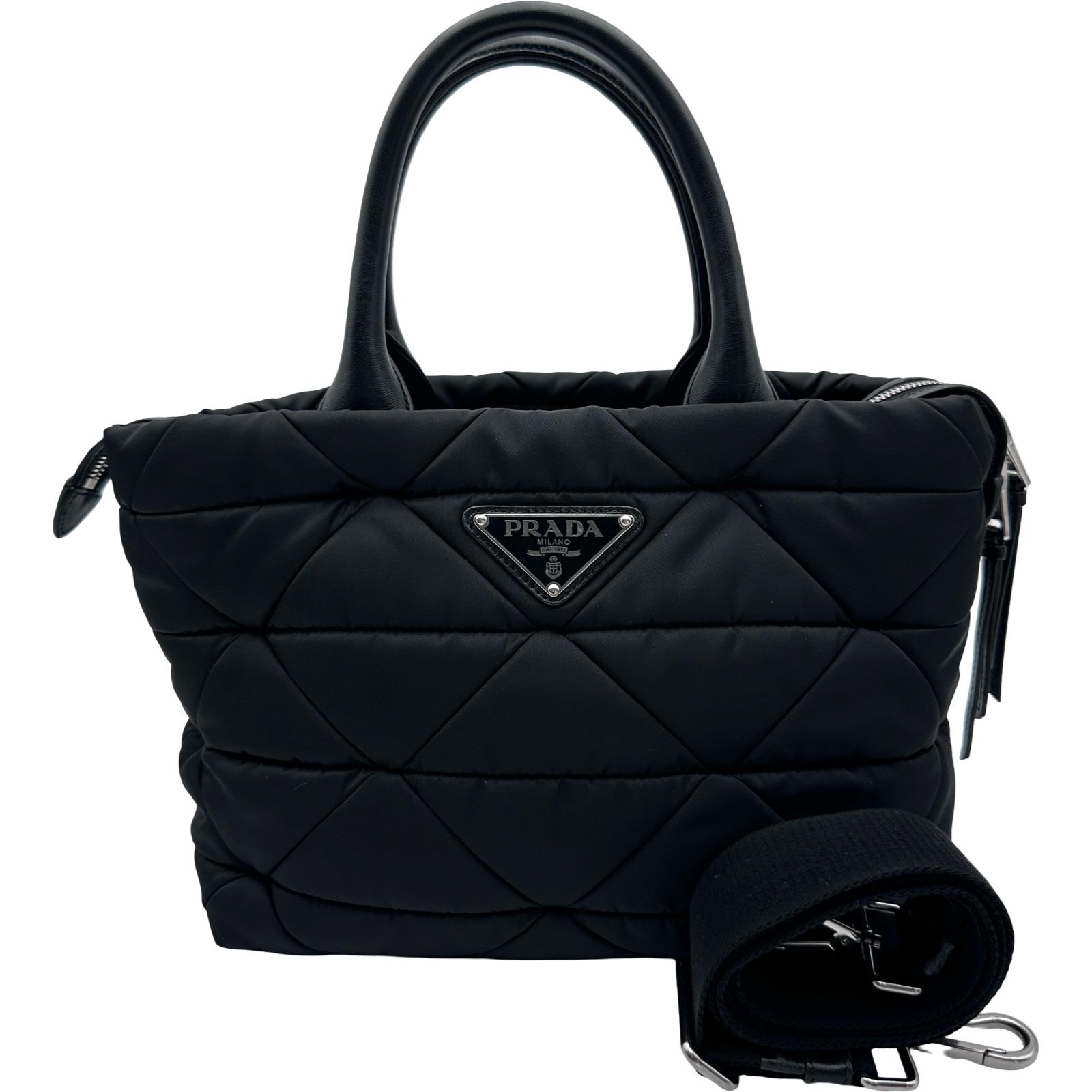 プラダ PRADA ナイロンパデッドトート 1BG436 ブラック ナイロン レディース トートバッグ