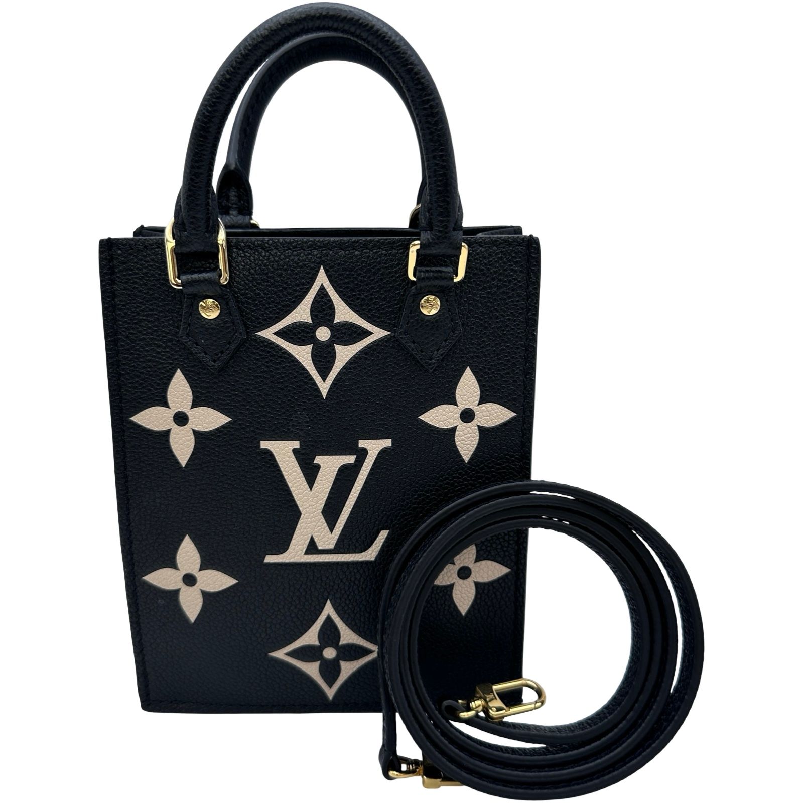 ルイ・ヴィトン LOUIS VUITTON プティット・サックプラ M57937 ノワール/ベージュ バイカラー モノグラム・アンプラント レディース ショルダーバッグ