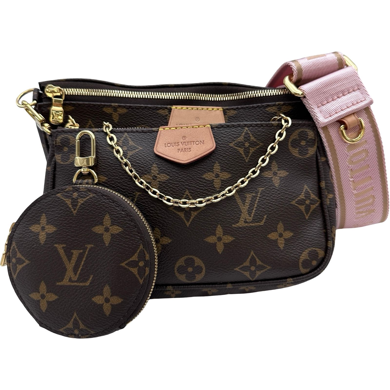 ルイ・ヴィトン LOUIS VUITTON ミュルティ・ポシェット・アクセソワール M44840 ブラウン/ローズクレール モノグラムキャンバス レディース ショルダーバッグ