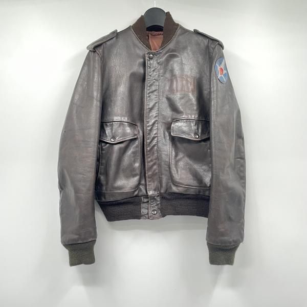 【中古】U.S.AIRFORCE IDEALジップ A-2レザージャケット サイズ表記なし ブラウン[17]