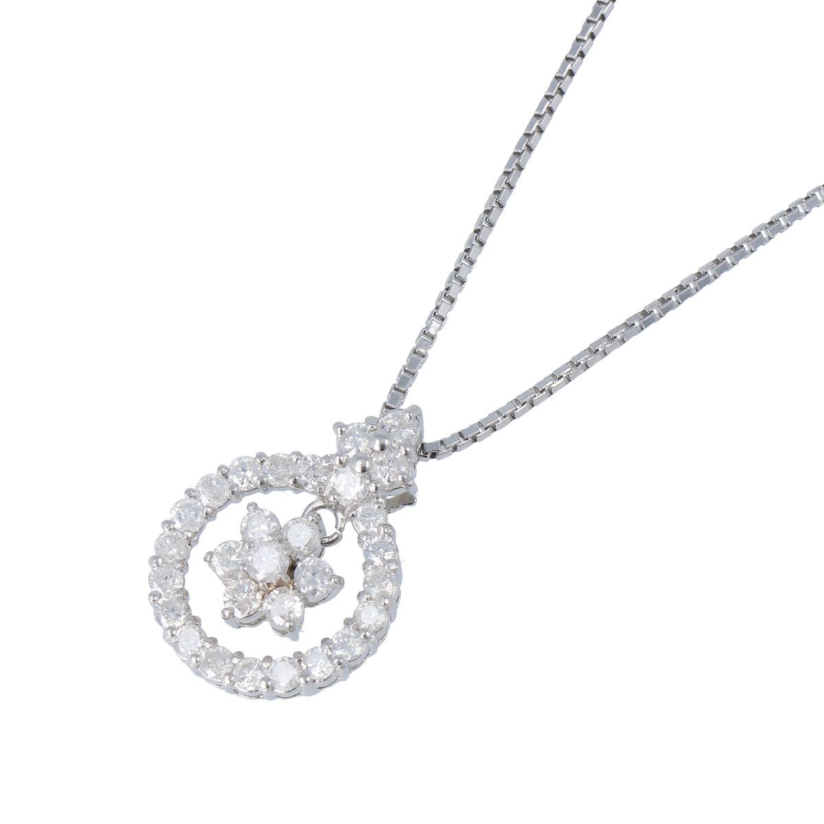 Pt900 Pt850 ダイヤモンド ネックレス ダイヤ 1.0ct 6.7g 50cm レディース アクセサリー ジュエリー 宝石 【中古】 USED-A 【9356】
