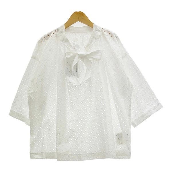 tao COMME des GARCONS タオコムデギャルソン カッティングレース ブラウス カットソー レディース Mサイズ ホワイト トップス DL18972■