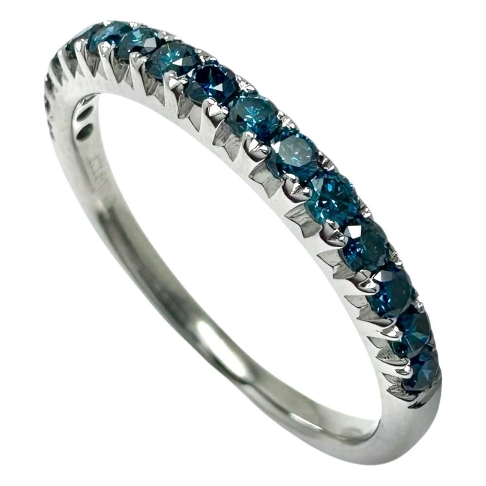 11号 トリートメントダイヤモンド(ブルー) 計0.35ct リング・指輪 K18WGホワイトゴールド 18金 2.0g レディース 【中古】【真子質店】【NN】