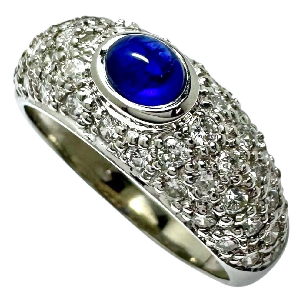 16.5号 サファイア 0.74ct ダイヤモンド 計0.93ct リング・指輪 Pt900プラチナ 7.7g レディース 【中古】【真子質店】【NN】 96,800円