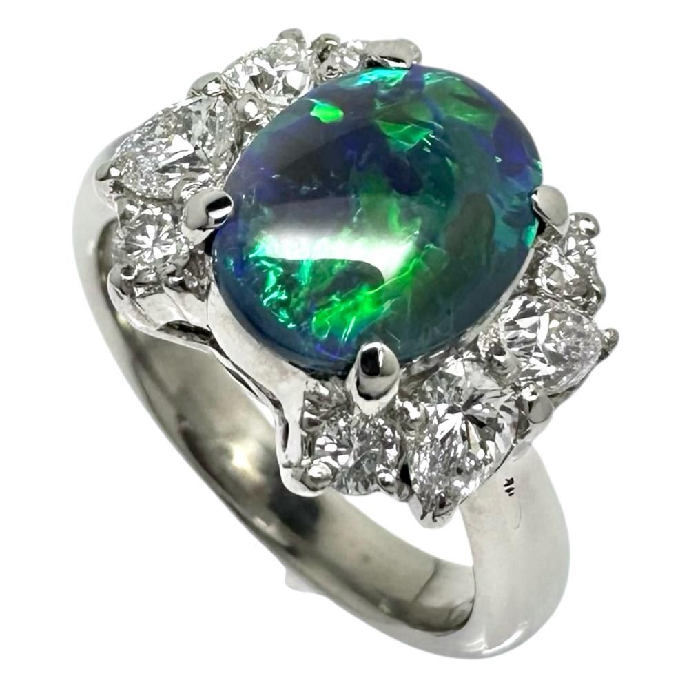 11号 ブラックオパール 1.27ct ダイヤモンド 計0.77ct リング・指輪 Pt900プラチナ 9.4g レディース 【中古】【真子質店】【NN】