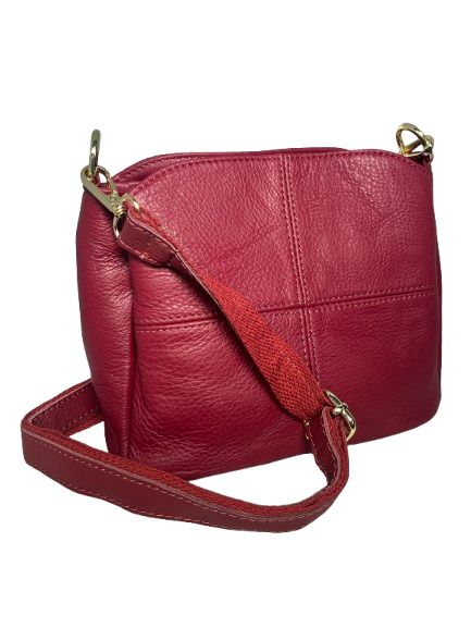 【Rebecca】 ショルダーバッグ ショルダーポシェット 2WAY 牛本革 トップグレードレザー レディース メンズ LR-7363レッド 牛革 本革 シュリンク レザー セミショルダー ユニセックス 男女兼用