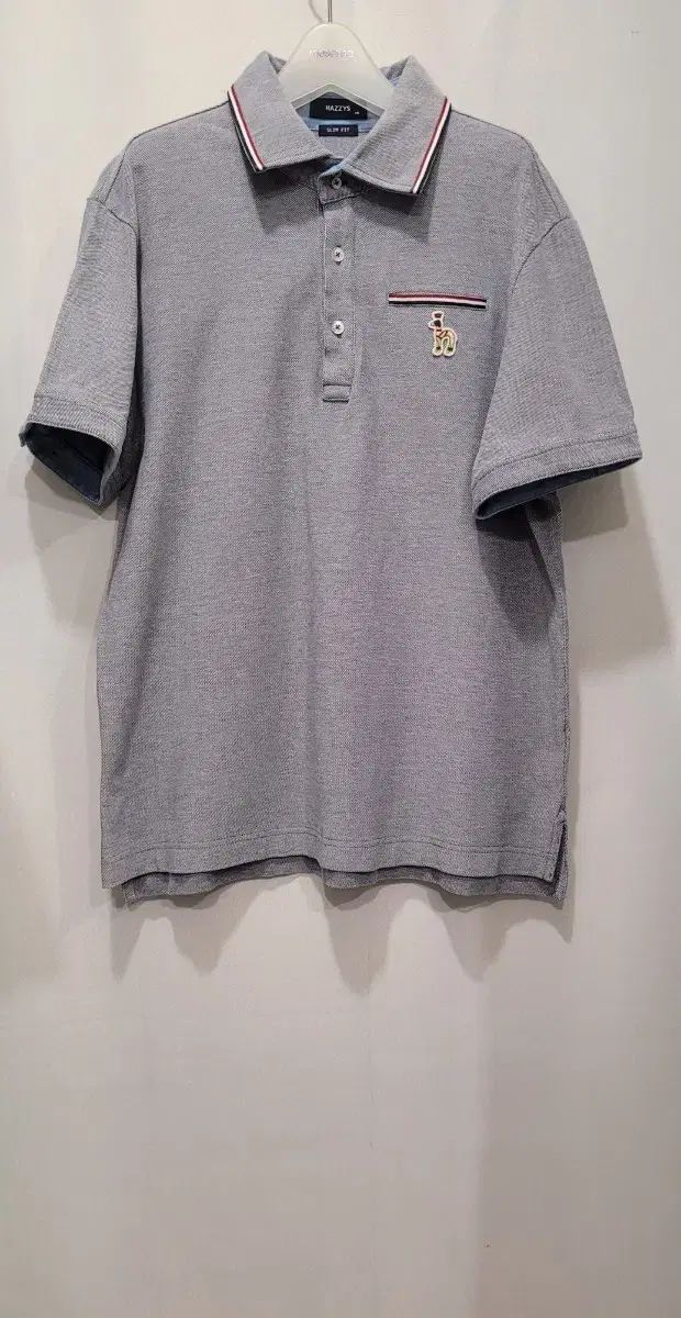 HAZZYS へジス 半袖 ピケ ポロTシャツ グレー スリムフィット (100 105 サイズ オススメ)