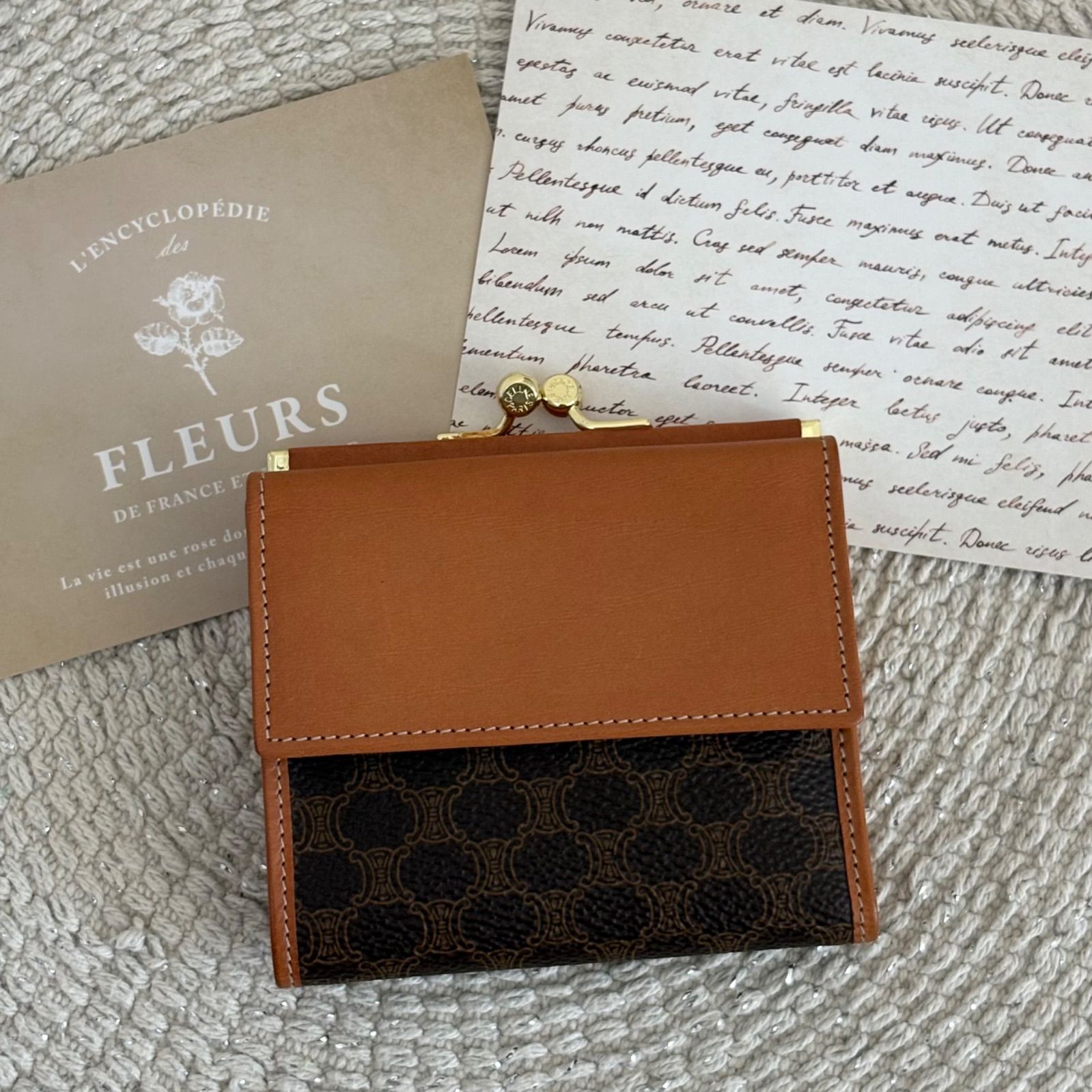 CELINE セリーヌ パリマカダム柄 トリオンフ デニム 長財布 お財布