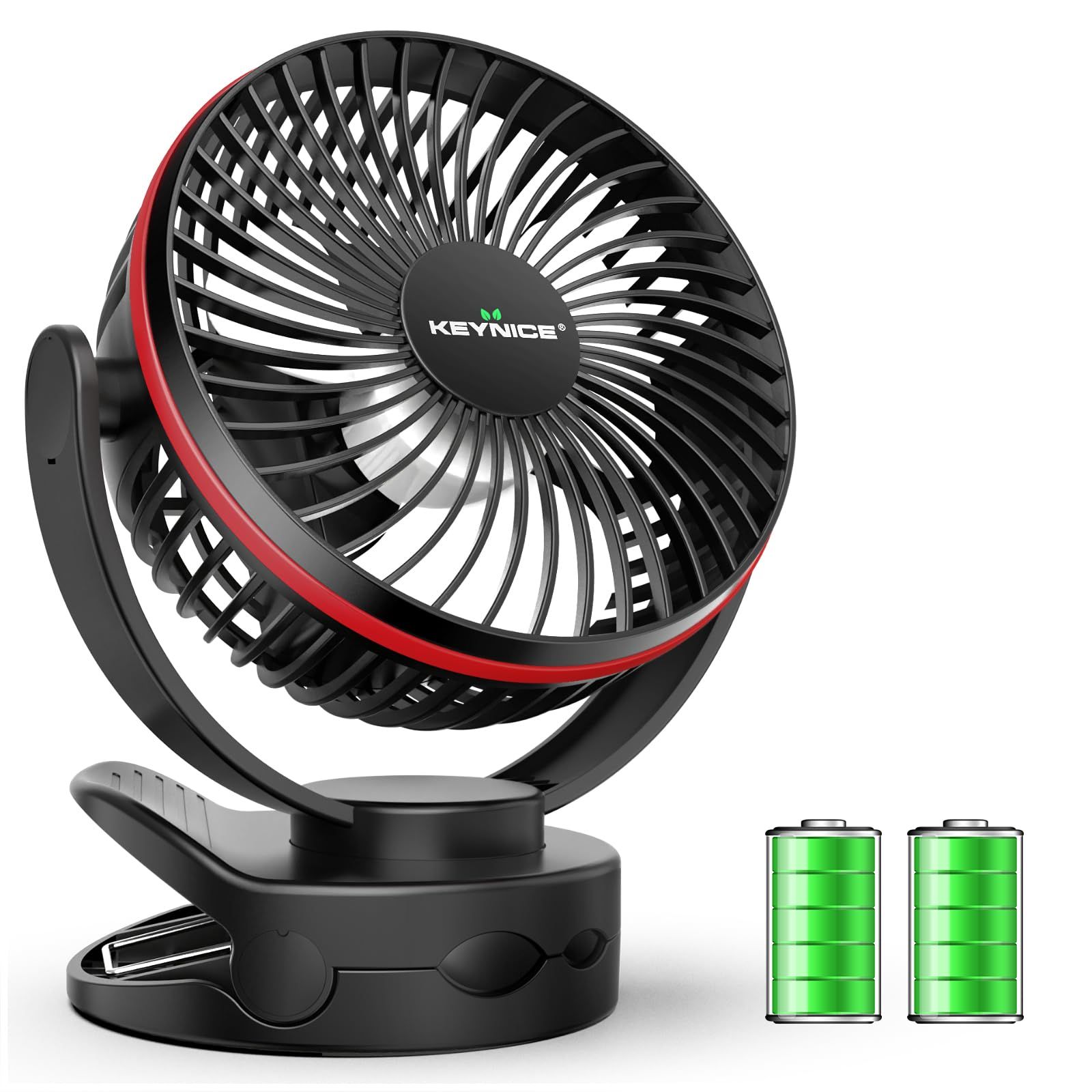 【2026年夏モデル】KEYNICE 卓上扇風機 クリップ USB扇風機 充電式 小型 7000mAh大容量バッテリー 最大37時間連続稼働 風量4段階調節 360度角度調整 静音 LEDライト付き 4Way仕様 (卓上/壁掛け/吊り下げ) f3c67a35
