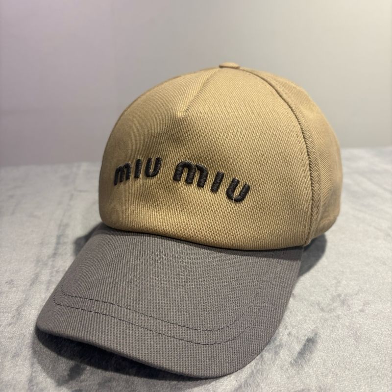 【極美品】Miu Miu ミュウミュウ ドリルベースボール キャップ サンド/マーブル