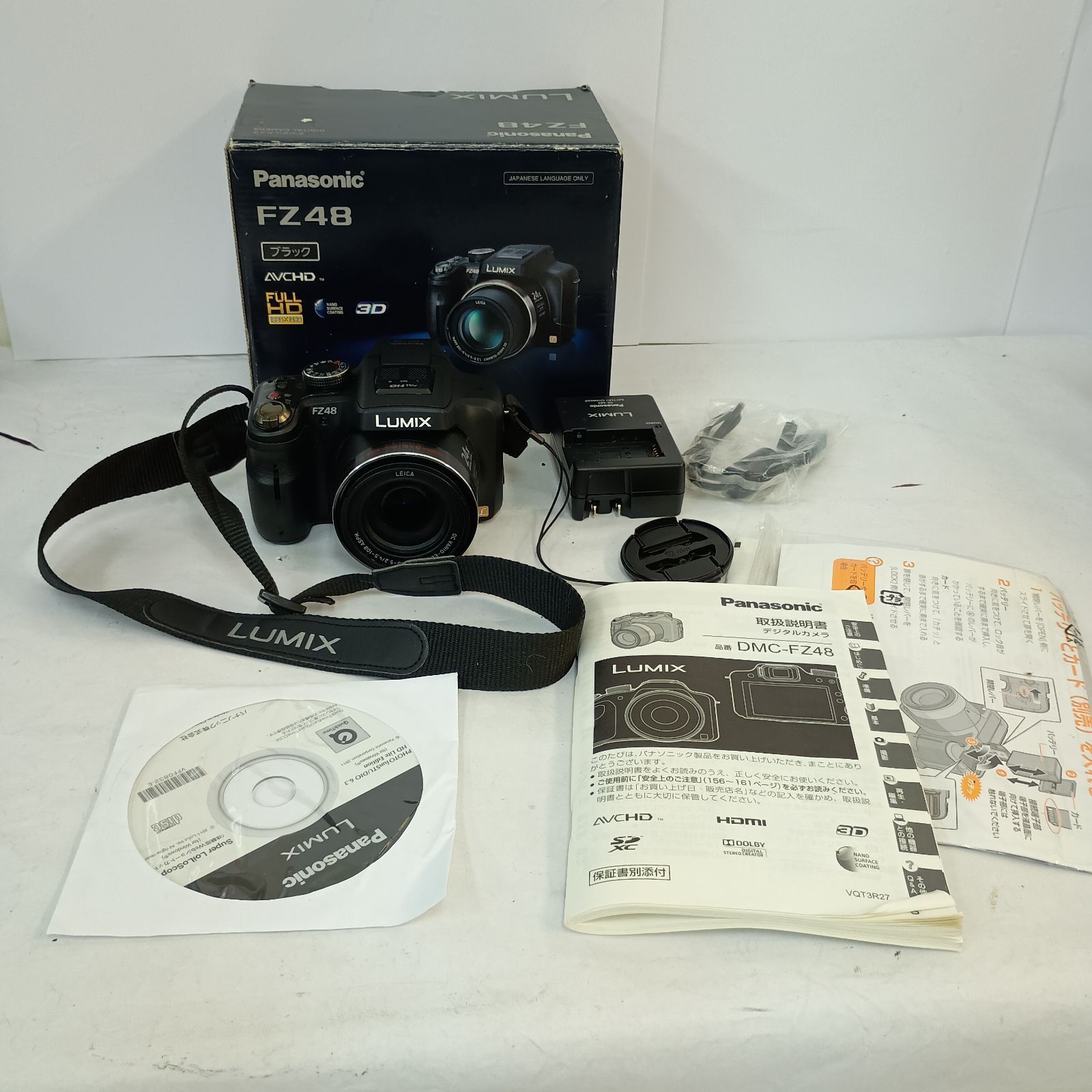 Panasonic コンパクトデジタルカメラ LUMIX DMC-FZ48 1210万画素 通電起動撮影ストロボ発光確認済 箱、取説、充電器付 パナソニック コンデジ デジカメ ネオ一眼