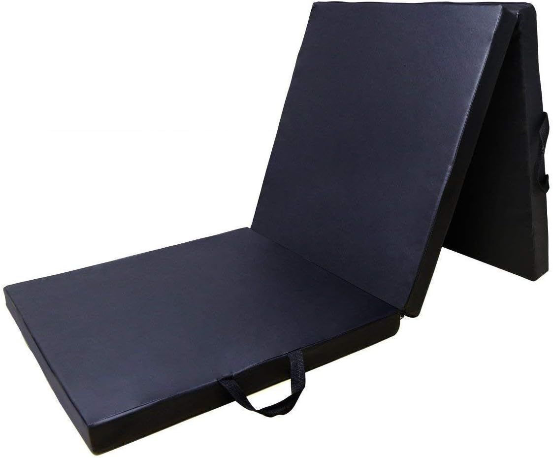 ideapro トレーニングマット 三つ折り 180×60×5cm 厚手 軽量 防水 PUカバー ヨガマット 体操マット 家庭用 子供 一人用 防音 防震 クッション性 高反発 EPE素材
