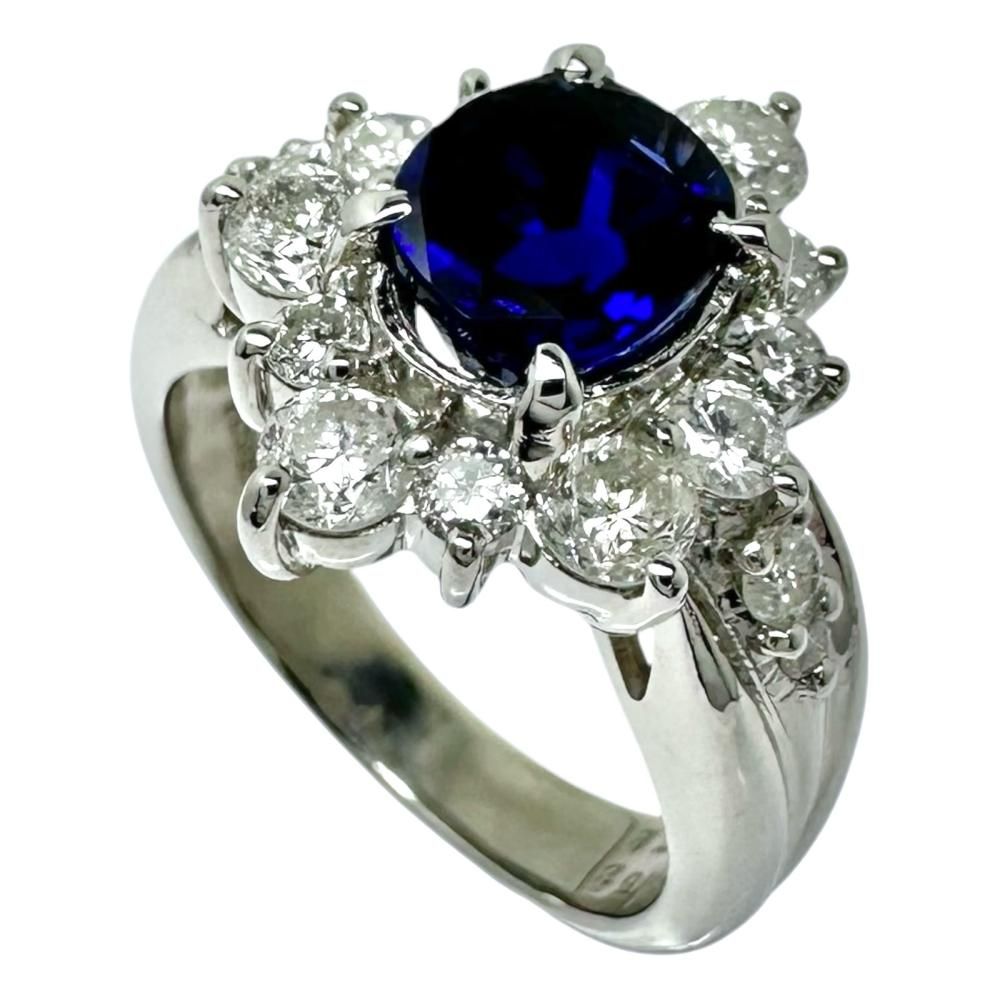 8.5号 非加熱マダガスカル産サファイア 1.53ct ダイヤモンド 計0.78ct リング・指輪 Pt900プラチナ 8.8g レディース 【中古】【真子質店】【NN】
