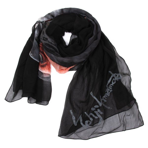 ヨウジヤマモトディスコードYohji yamamoto discord バードプリントシアースカーフ 黒