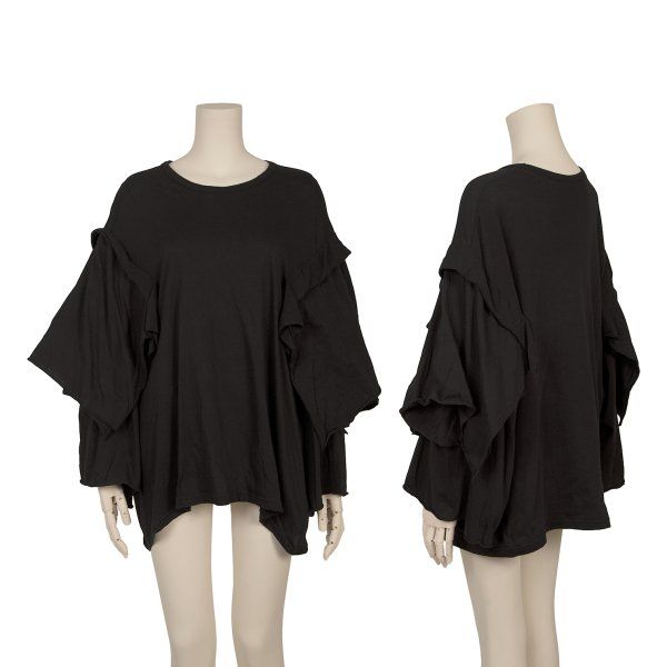 ヨウジヤマモト ファムYohji Yamamoto FEMME フリルスリーブカットソー 黒2