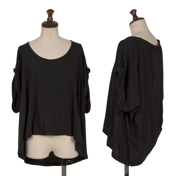ヨウジヤマモト ファムYohji Yamamoto FEMME ロールアップスリーブカットソー 黒2