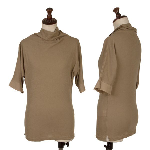 ヨウジヤマモト ファムYohji Yamamoto FEMME カフ切替ハイネックカットソー モカ2