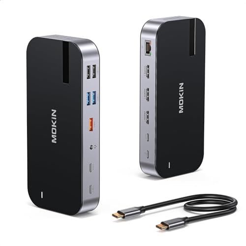 MOKiN USB Cドッキングステーション 3画面出力【3*HDMI4K@60Hz MSTトリプルモニター出力】16 in 1ドッキングステーションhdmi 3つ 100W PDポート,3*HDMIポート, 5*USB-Aポート, 4*US eb7472ce