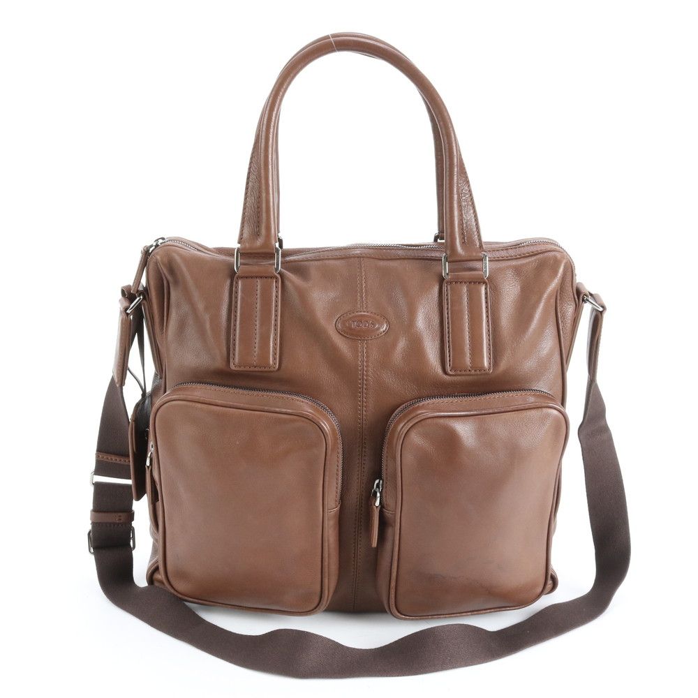 美品 トッズ レザー 2WAY ビジネス バッグ 斜め掛け 書類鞄 ブリーフケース トート 通勤 ショルダー 本革 A4 メンズ REM DR17-2【中古】