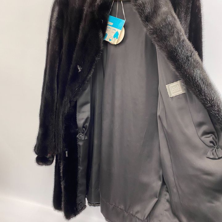 SAGA MINK ミンク ファーコート 毛皮コート アウター 15号 ブラック