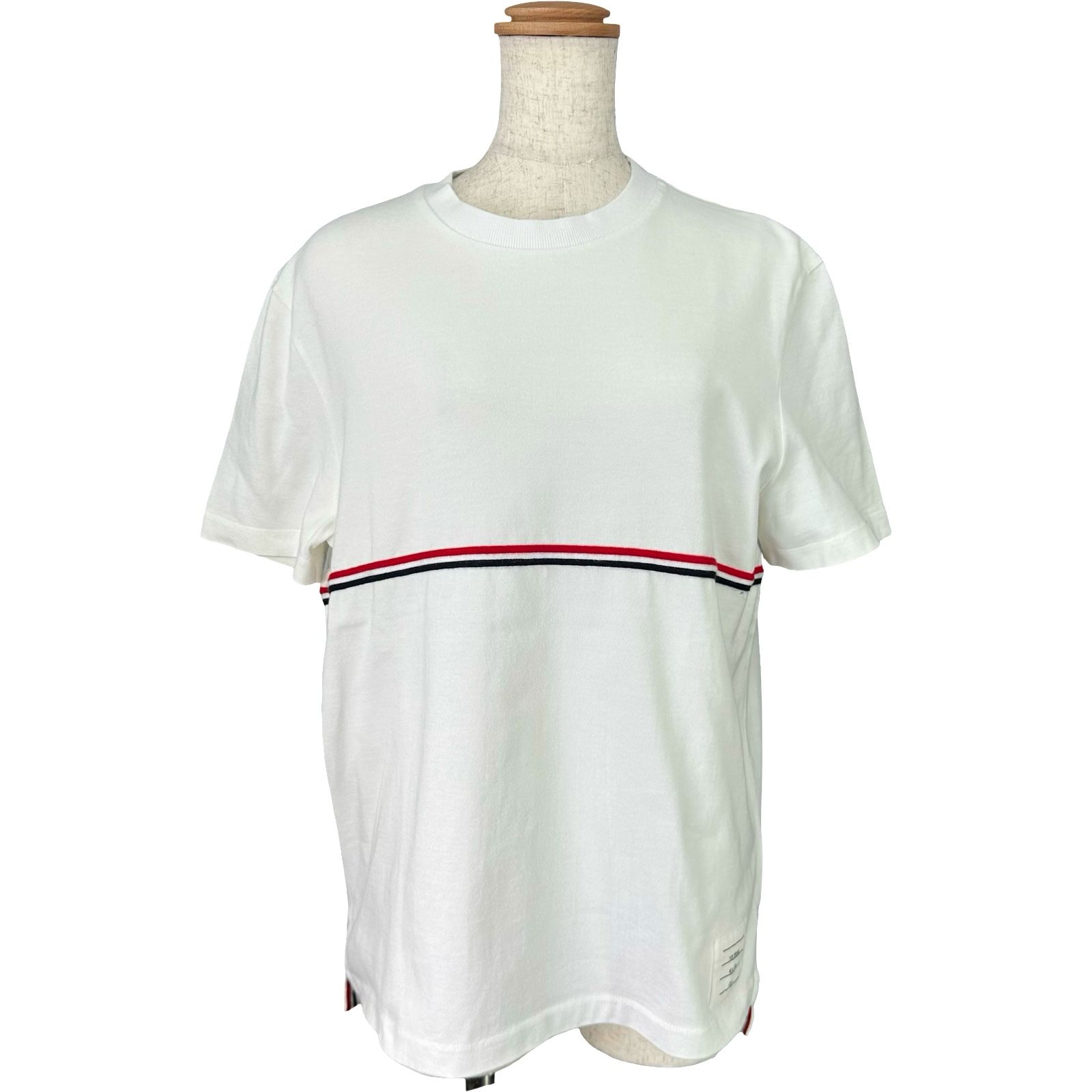 トムブラウン THOM BROWNE トリコロールTシャツ MJS221A-J0058-100 ホワイト コットン レディース 半袖Ｔシャツ