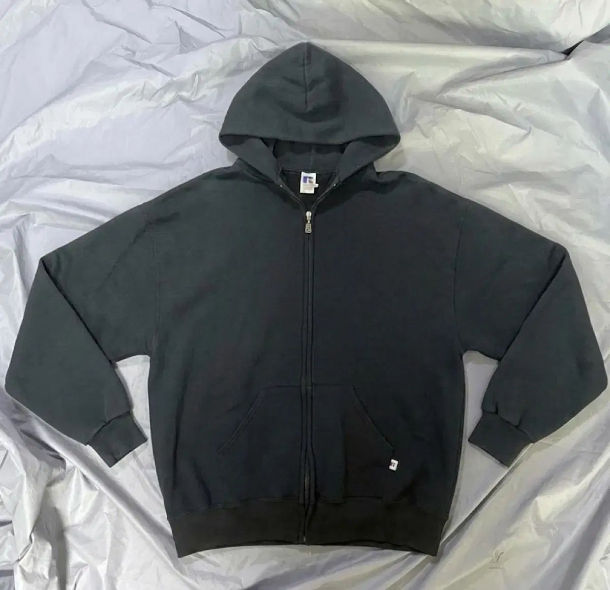 90s ヴィンテージ ラッセル フード ジップアップ ネイビー XXL
