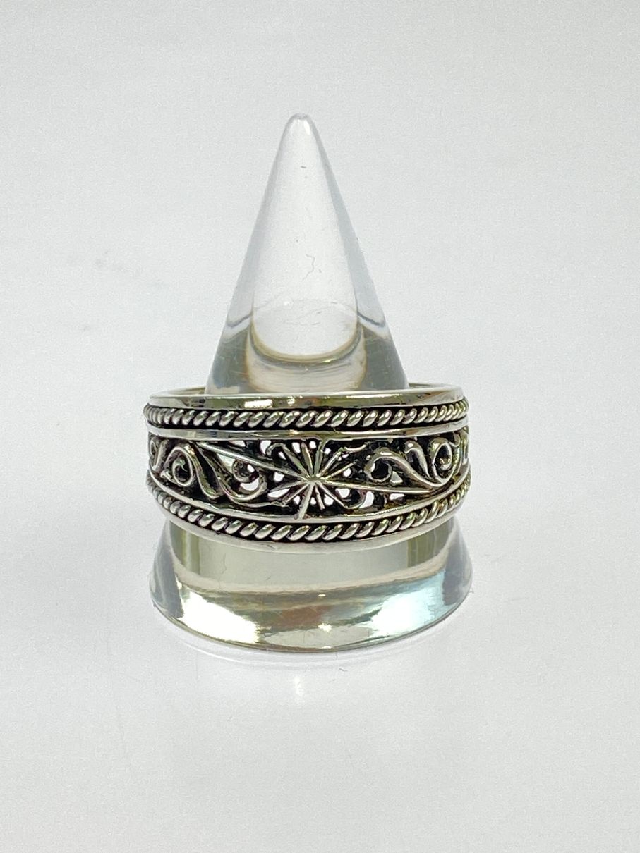 【中古品】 SAAD サード SV925 サンシンボル アラベスク リング 24号 【191-260509-zi-24-min】