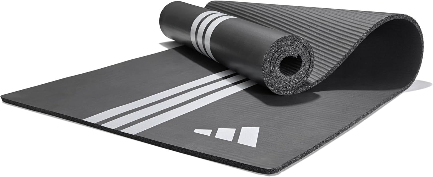 アディダス(adidas) ヨガマット 183cm 61cm 8mm NBR素材 ストレッチマット キャリーストラップ付 トレーニングマット エクササイズマット フィットネス