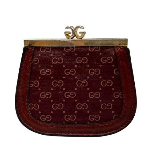 OLD GUCCI オールドグッチ　コインケース　ガマ口 グッチシマ ボルドー