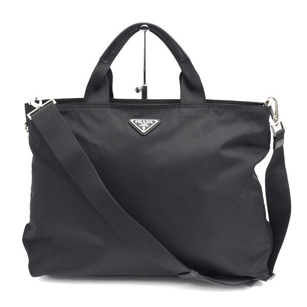 プラダ レディース メンズ テスート ハンドバッグ ショルダーバッグ 2WAY ナイロン ブラック PRADA 中古