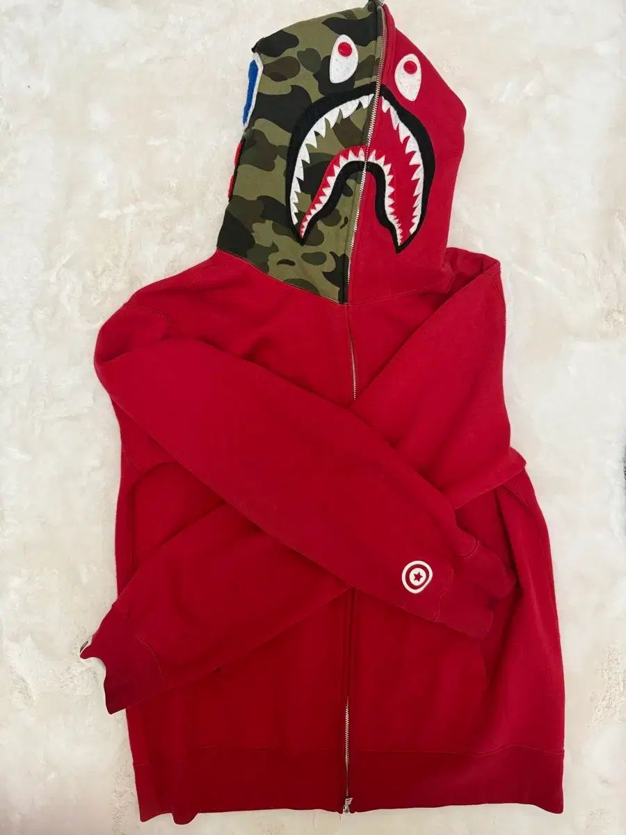 A BATHING APE アベイシングエイプ シャークフーデッド ウール&カモフラ 2XL 出品