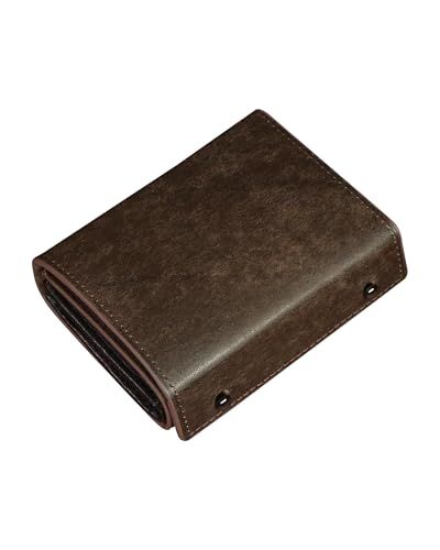 【新品】[Kawaoto] 財布 メンズ 2つ折り プエブロレザー 二つ折り財布 本革 大容量 コンパクト 小さい 箱型財布 左利き 右利き プレゼント 紳士用 人気 (赤墨) cb580547