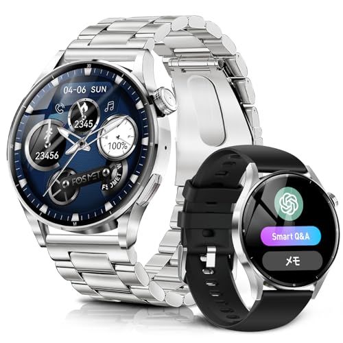 【新品】スマートウォッチ ChatGPT【2026最新・第3世代】FOSMET QS40 iPhone アンドロイド対応 Smart Watch 丸型 メンズ 10日間のバッテリー持ち 常時表示 AI文字盤 1.43インチ AMOLEDディス a985c785