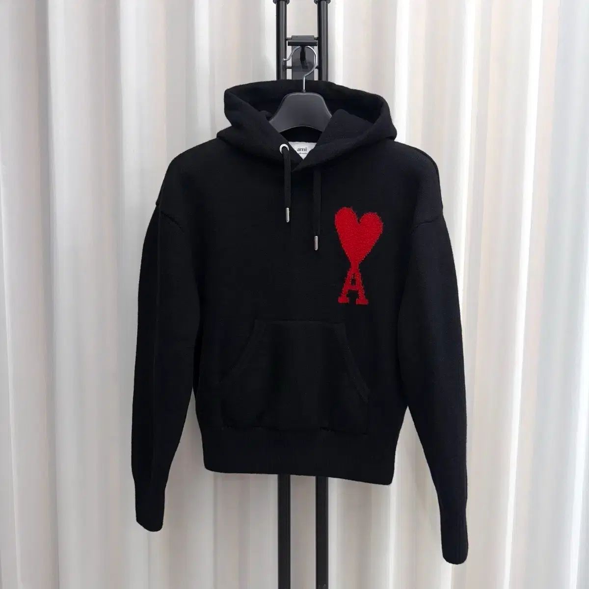S アミ ビックハート ニット フーディー Tシャツ ブラック