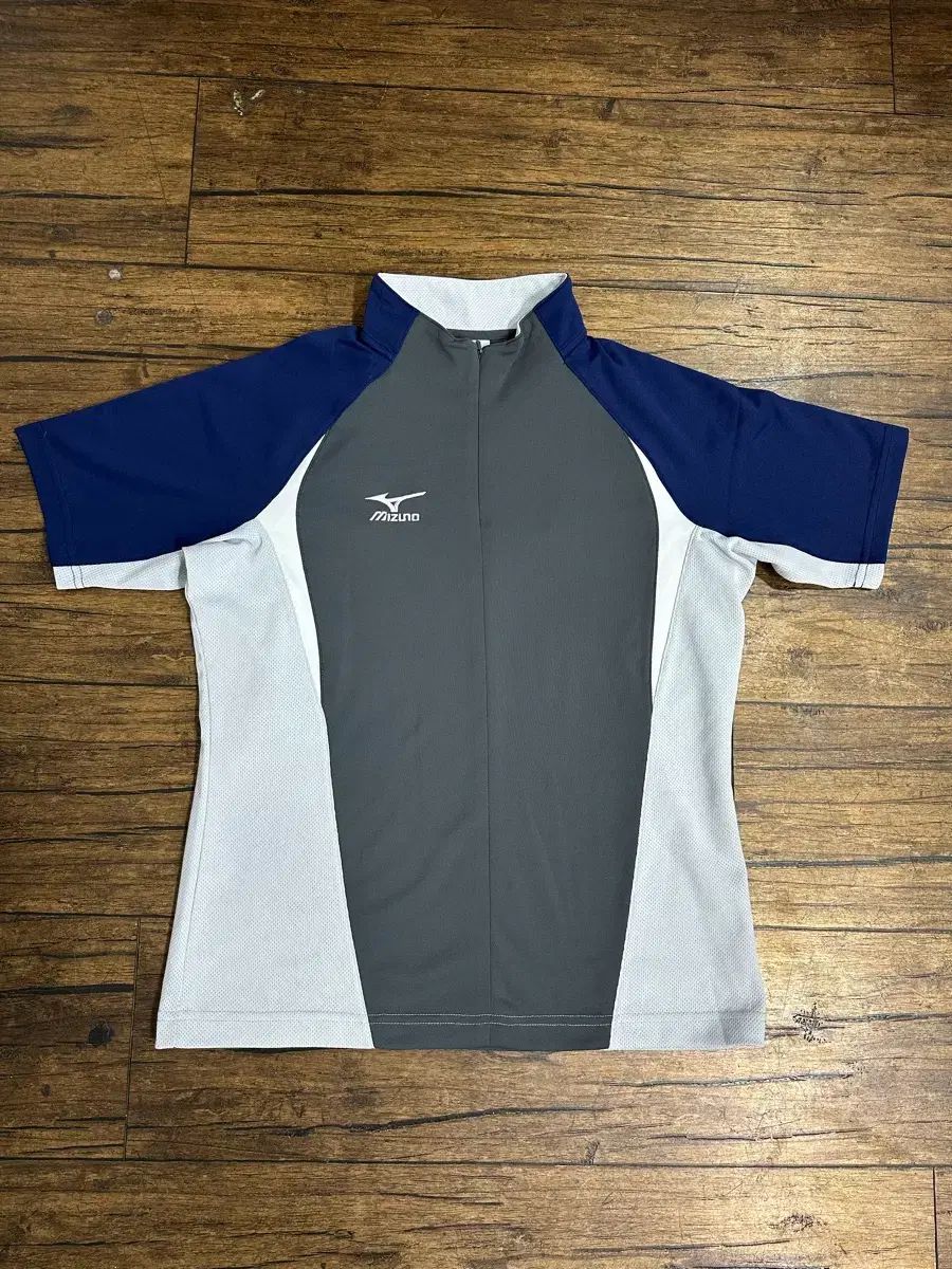 ミズノ 半袖 Tシャツ ネイビー/白/グレー M