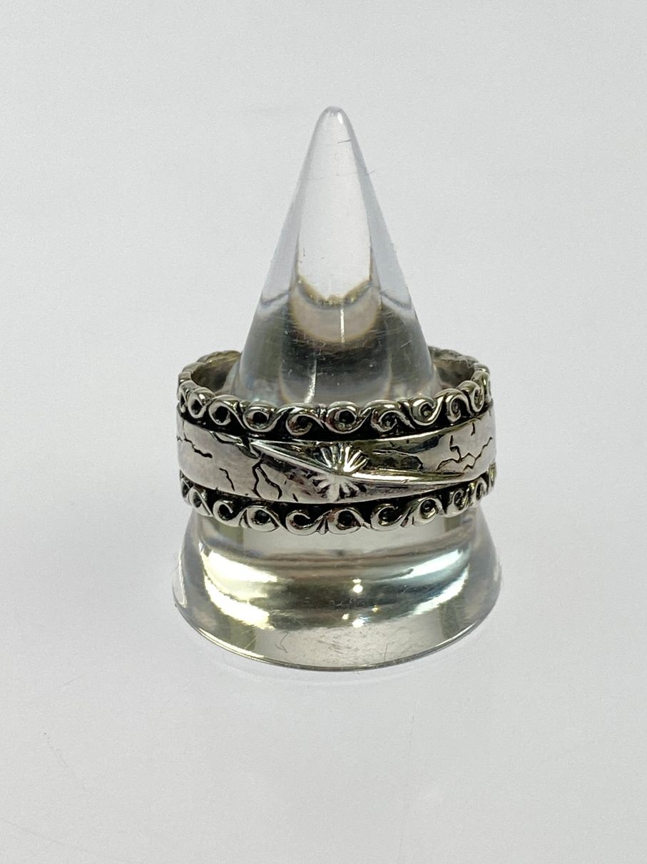【中古品】 SAAD サード SV925 太陽神 唐草模様 リング 24.5号 【191-260509-zi-26-min】