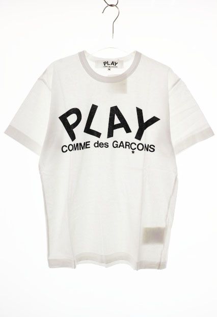 プレイコムデギャルソン PLAY COMME des GARCONS フロント ロゴ Tシャツ Mサイズ AZ-T014 プリント 半袖 ホワイト 【ブランド古着ベクトル】【中古】●■260509