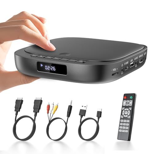 ミニDVDプレーヤー1080Pサポート DVD/CD再生専用モデル リージョンフリー CPRM対応、Blue-ray非対応、USB/TFカード再生、HDMI/AV/AUX端子搭載 日本語説明書付き (ブラック)(沖縄・離島の方不可) afaa1a8a