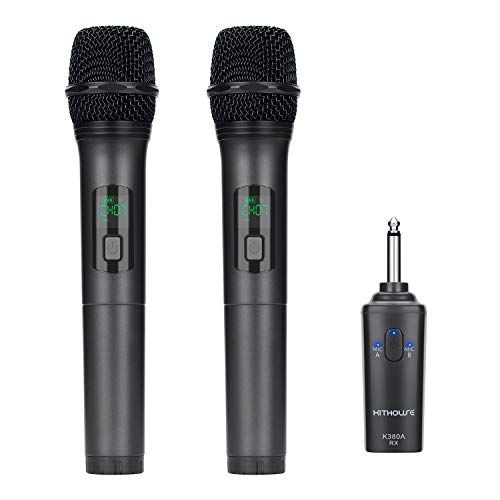 Kithouseワイヤレスマイク カラオケ 無線マイク 充電式ダイナミックマイク UHF 10チャンネル 技適認証済 ハンドヘルドマイク 6.35mmレシーバ付き 複数台同時使用 日本語取扱書付き 会議 カラオケマイク ホームパーティーに大活 c476eb34
