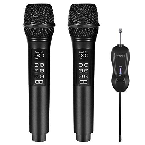 Kithouseワイヤレスマイク カラオケ 無線マイク 充電式ダイナミックマイク UHF 10チャンネル 技適認証済 ハンドヘルドマイク 6.35mmレシーバ付き 複数台同時使用 日本語取扱書付き 会議 カラオケマイク ホームパーティーに大活 37674b5d