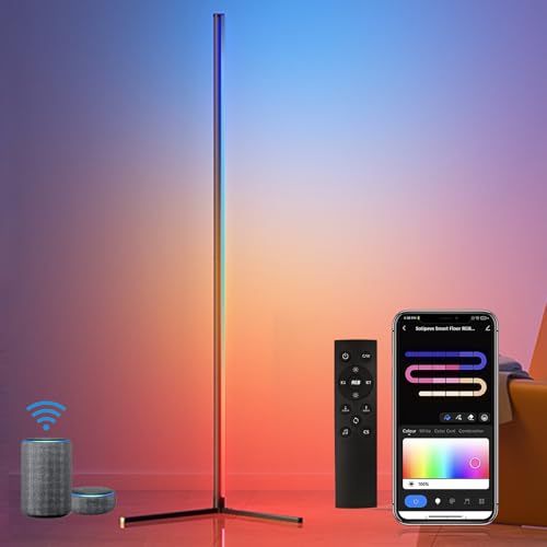 RGB フロアランプ 間接照明 Alexa対応 高さ155cm フロアライト 1600万色 LEDランプ コーナーライト 調光 調色 スマートホーム 日本語取扱書 フロアスタンド・ランプ 寝室/リビング/遊戯室など適応 国内発送 27d844c9
