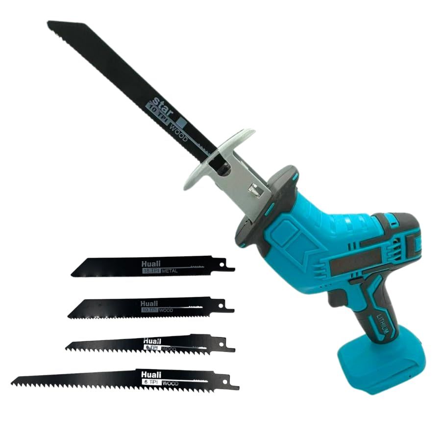 マキタ 互換 MAKITA 対応 充電式 レシプロソー 電動 のこぎり 刃 4本付き 木材 金属 小型 コードレス 電動工具 互換 製品 14.4V 18V 対応 バッテリー 初心者 本体のみ (RECI01) (本体単品（ブルー）) 国内発 865c07dd